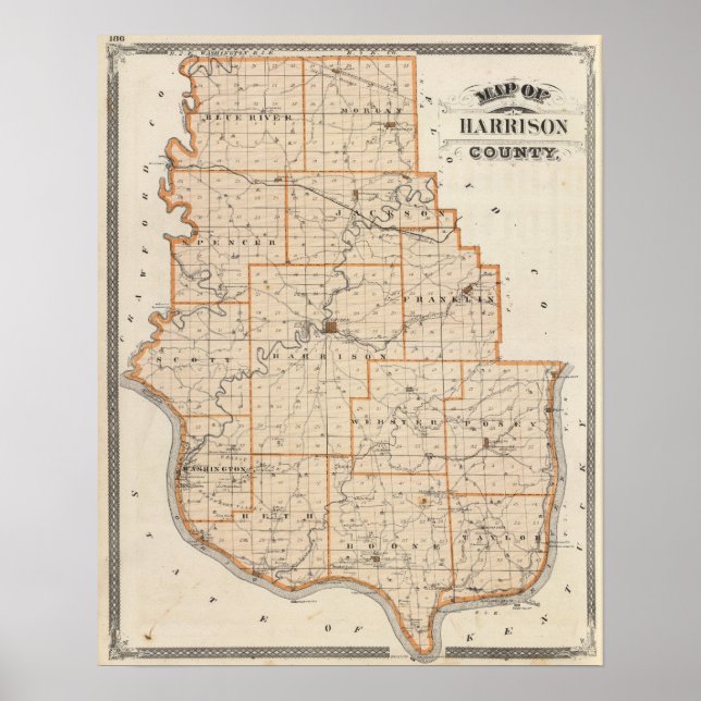 Map of Harrison County Poster (Front)