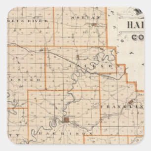 Map of Harrison County Square Sticker