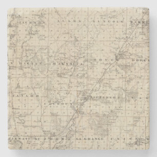 Map of Harrison County, State of Iowa Stone Coaster