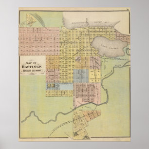 Map of Hastings, Dakota County, Minnesota Poster
