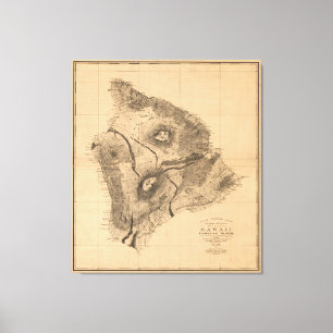 Map of Hawaii, Hawaiian islands (1886) Canvas Print