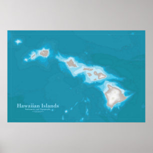 Map of Hawaiian Islands Poster