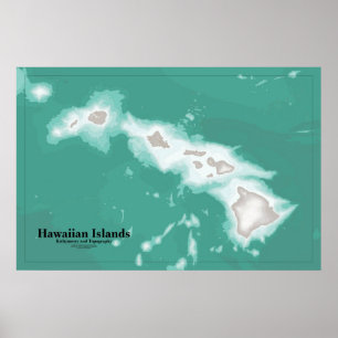 Map of Hawaiian Islands Poster