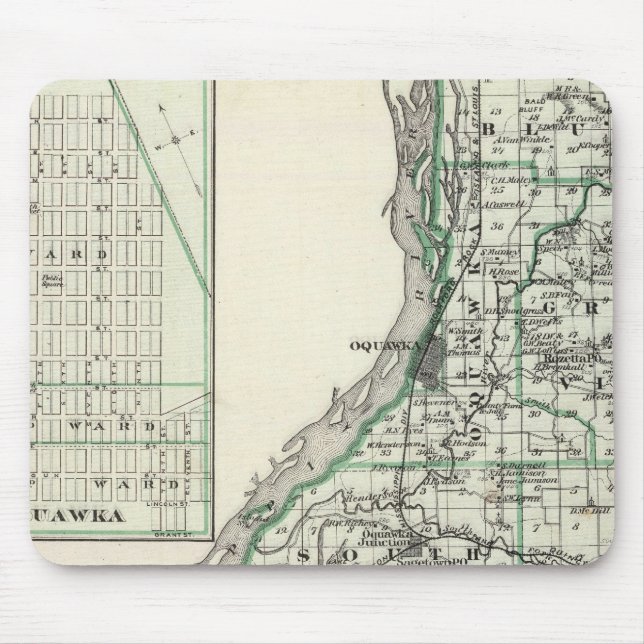 Map of Henderson County and Oquawka Mouse Mat (Front)