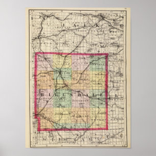 Map of Hillsdale County, Michigan Poster
