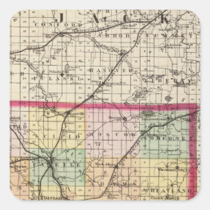 Map of Hillsdale County, Michigan Square Sticker