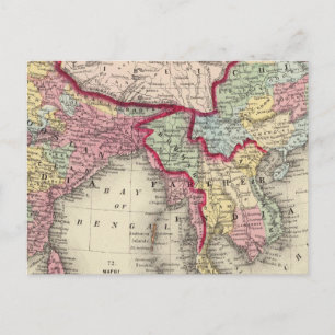 Map Of Hindoostan, Farther India, China, and Tibet Postcard