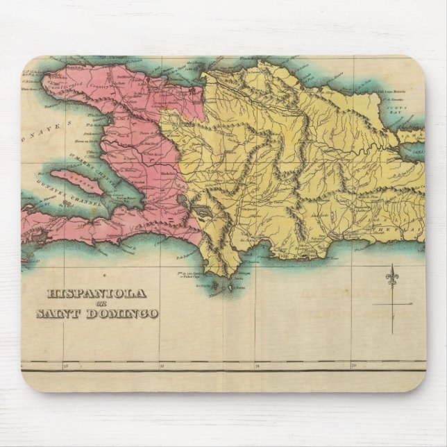 Map Of Hispaniola, Or St Domingo Mouse Mat (Front)