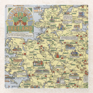 Map of Historical Ireland Glass Coaster