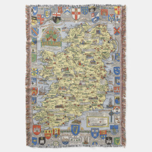Map of Historical Ireland Throw Blanket
