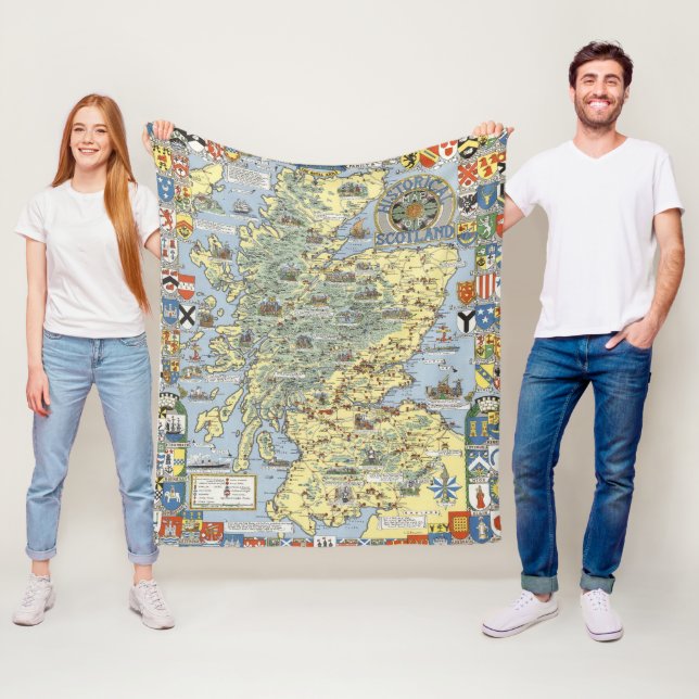 Map of Historical Scotland Fleece Blanket (In Situ)