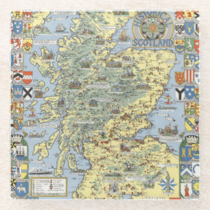 Map of Historical Scotland Glass Coaster