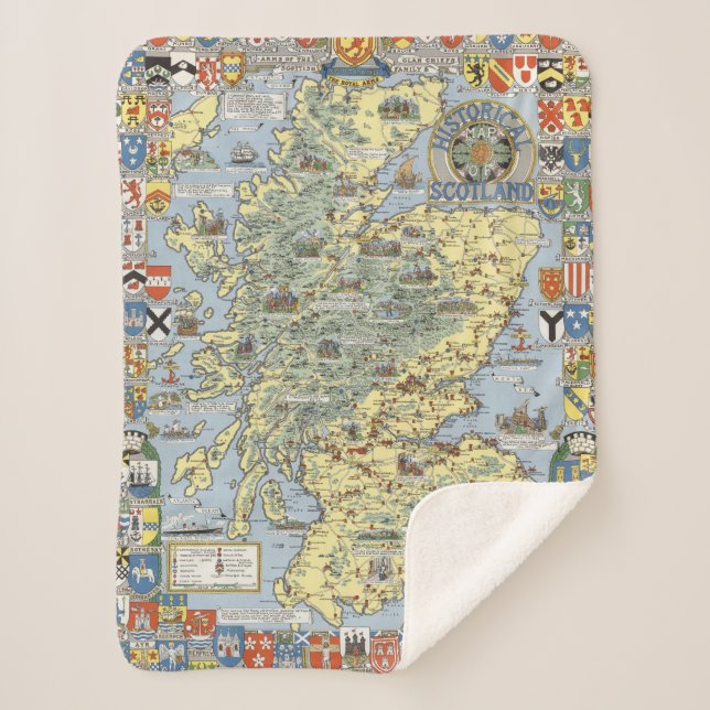 Map of Historical Scotland Sherpa Blanket (Front)