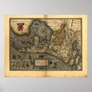 Map of Holland 1570 - Abraham Ortelius Poster