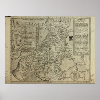 Map of Holland 1583 - Leo Belgicus Poster