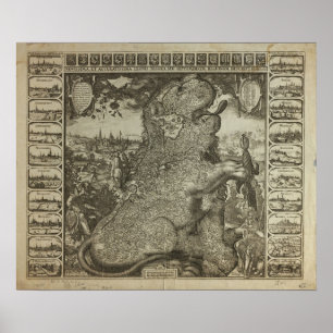 Map of Holland 1609 - Claes Jansz Visscher Poster