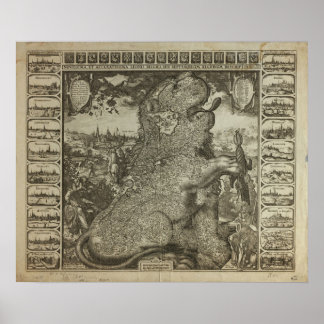 Map of Holland 1609 - Claes Jansz Visscher Poster