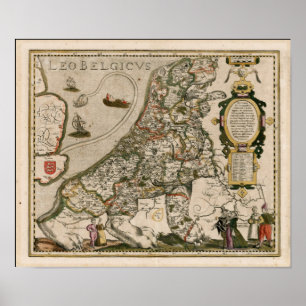 Map of Holland 1617 - Leo Belgicus Poster