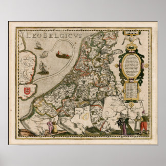 Map of Holland 1617 - Leo Belgicus Poster