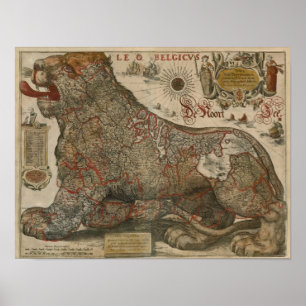 Map of Holland and Belgium - 1630 Poster