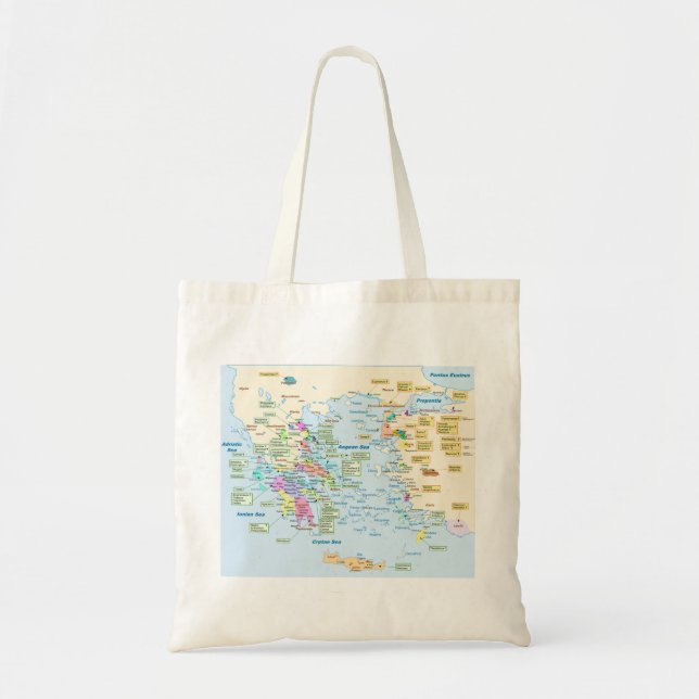 Map of Homeric Era Greece with English labels Tote Bag (Front)