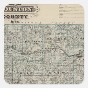 Map of Houston County, Minnesota Square Sticker