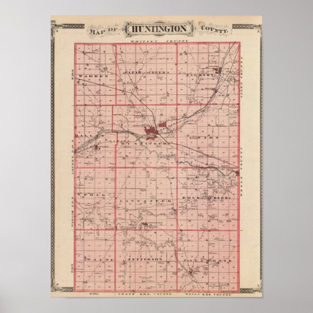 Map of Huntington County Poster (Front)