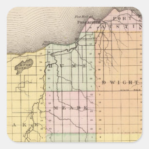 Map of Huron County, Michigan Square Sticker