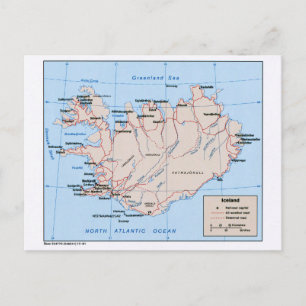 Map of Iceland (1981) Postcard