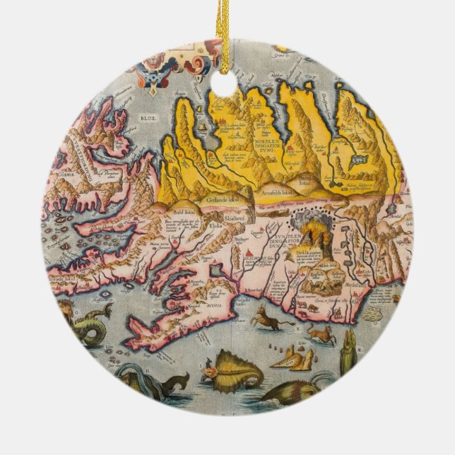 Map of Iceland Ceramic Tree Decoration (Back)