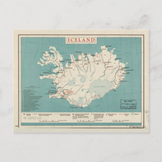 Map of Iceland (circa 1959) Postcard