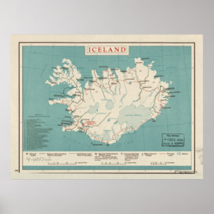 Map of Iceland (circa 1959) Poster