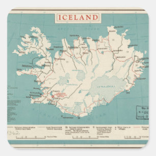 Map of Iceland (circa 1959) Square Sticker