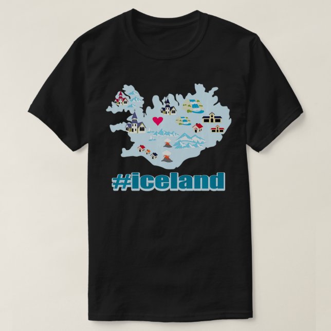 Map Of Iceland  Funny Cool Viking Island  T-Shirt (Design Front)