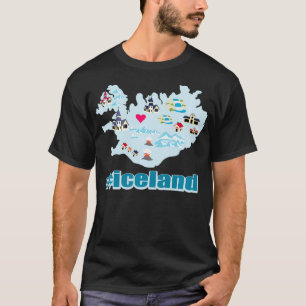 Map Of Iceland  Funny Cool Viking Island  T-Shirt