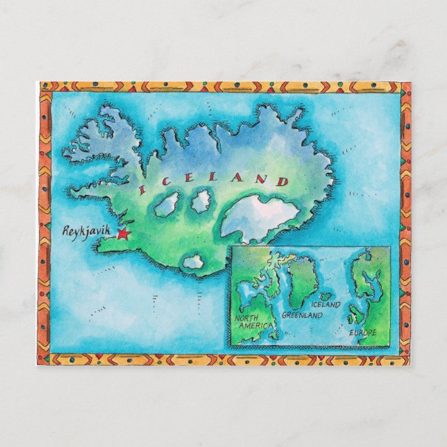Map of Iceland Postcard (Front)