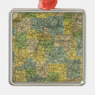 Map of Illinois 2 Metal Tree Decoration
