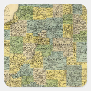 Map of Illinois 2 Square Sticker