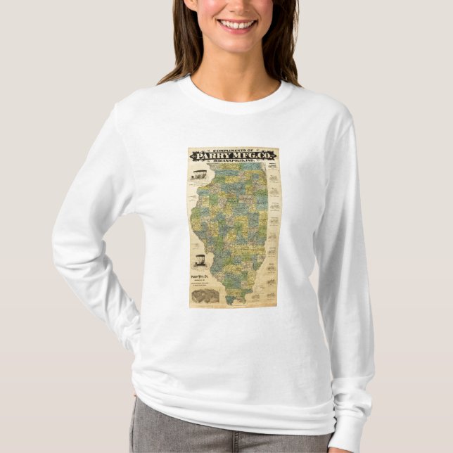 Map of Illinois 2 T-Shirt (Front)