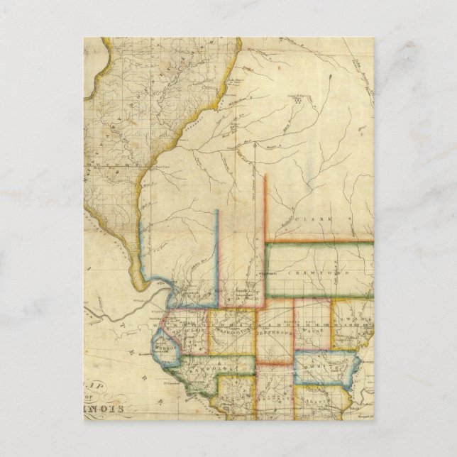 Map of Illinois 3 Postcard (Front)