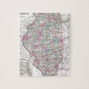 Map of Illinois, Joseph Hutchins Colton Jigsaw Puzzle