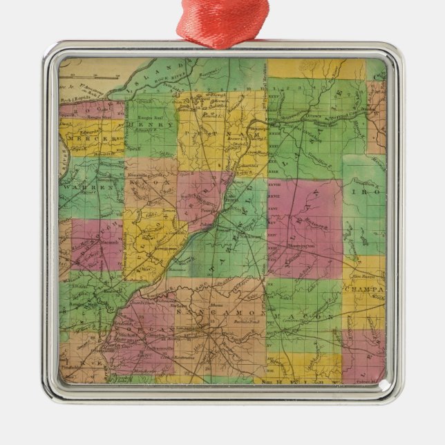 Map of Illinois Metal Tree Decoration (Front)