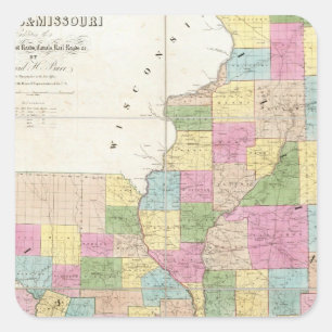 Map of Illinois & Missouri Square Sticker