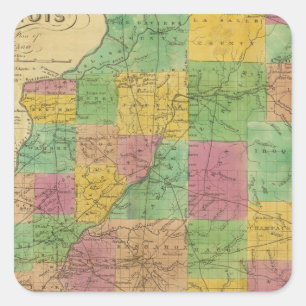 Map of Illinois Square Sticker