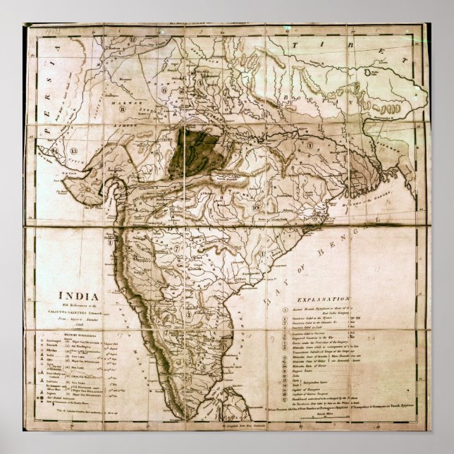 Map of India, 1803 Poster (Front)