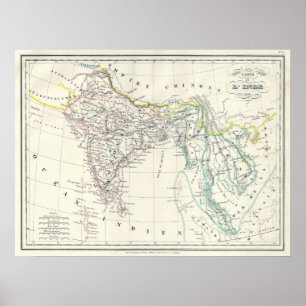 Map of India, Burma and Southeast Asia, Siam Poster