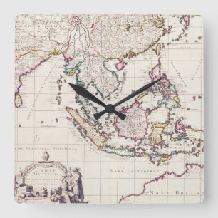 Map of India & the East Indies Square Wall Clock