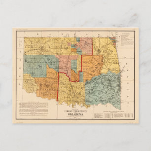 Map of Indian Territory and Oklahoma (1890) Postcard