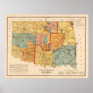 Map of Indian Territory and Oklahoma (1890) Poster