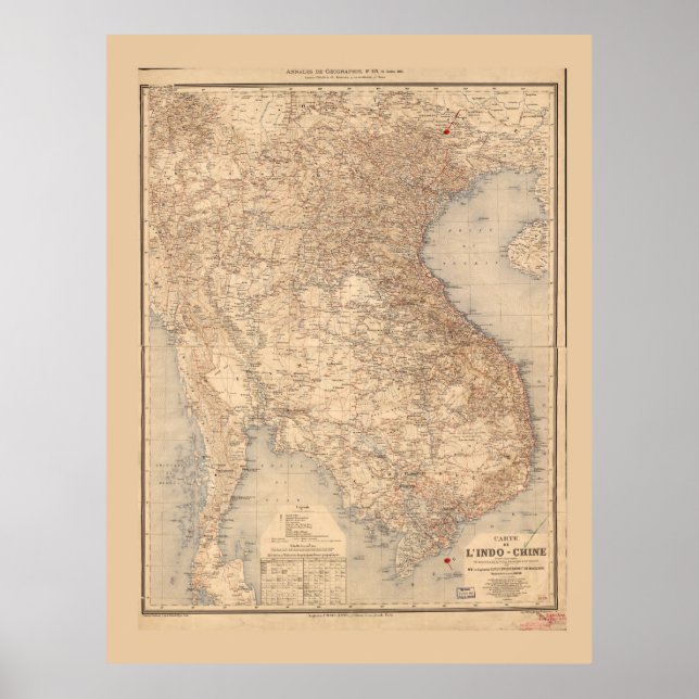 Map of Indochina (1895) Poster (Front)